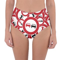 Overtaking Traffic Sign Reversible High-waist Bikini Bottoms