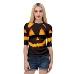 Pumpkin Helloween Face Autumn Quarter Sleeve Raglan Tee