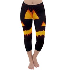 Pumpkin Helloween Face Autumn Capri Winter Leggings  by Celenk