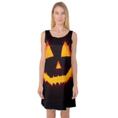 Pumpkin Helloween Face Autumn Sleeveless Satin Nightdress