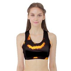 Pumpkin Helloween Face Autumn Sports Bra With Border by Celenk