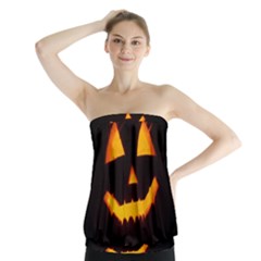 Pumpkin Helloween Face Autumn Strapless Top by Celenk