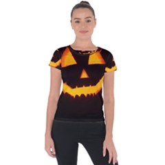 Pumpkin Helloween Face Autumn Short Sleeve Sports Top 