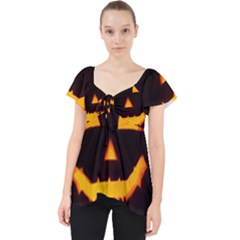 Pumpkin Helloween Face Autumn Lace Front Dolly Top