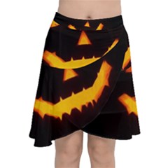 Pumpkin Helloween Face Autumn Chiffon Wrap