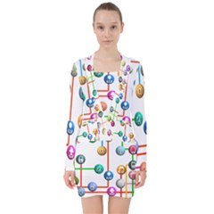 Icon Media Social Network V-neck Bodycon Long Sleeve Dress