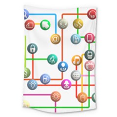 Icon Media Social Network Large Tapestry by Celenk