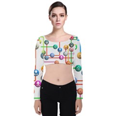 Icon Media Social Network Velvet Long Sleeve Crop Top