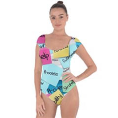 Stickies Post It List Business Short Sleeve Leotard  by Celenk