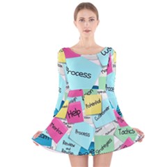 Stickies Post It List Business Long Sleeve Velvet Skater Dress by Celenk