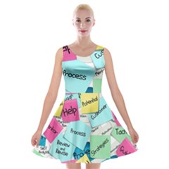 Stickies Post It List Business Velvet Skater Dress by Celenk