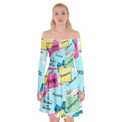 Stickies Post It List Business Off Shoulder Skater Dress by Celenk