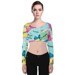 Stickies Post It List Business Velvet Long Sleeve Crop Top