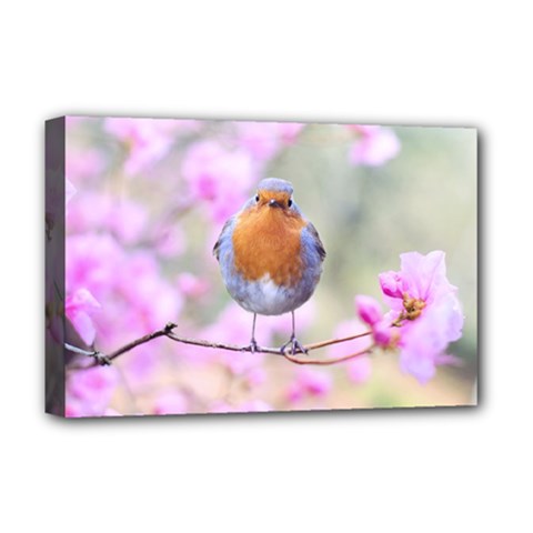 Spring Bird Bird Spring Robin Deluxe Canvas 18  X 12   by Celenk