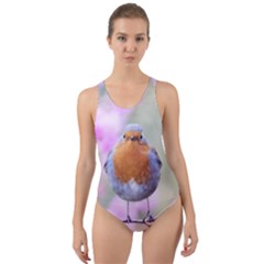 Spring Bird Bird Spring Robin Cut-out Back One Piece Swimsuit by Celenk