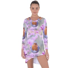 Spring Bird Bird Spring Robin Asymmetric Cut-out Shift Dress by Celenk