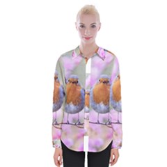 Spring Bird Bird Spring Robin Womens Long Sleeve Shirt