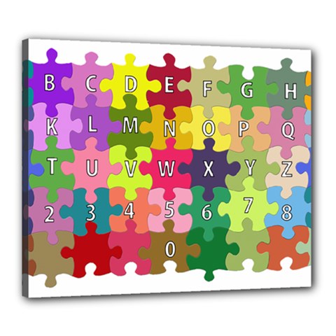 Puzzle Part Letters Abc Education Canvas 24  X 20  by Celenk