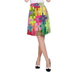 Puzzle Part Letters Abc Education A-line Skirt by Celenk