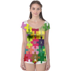 Puzzle Part Letters Abc Education Boyleg Leotard  by Celenk