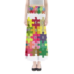 Puzzle Part Letters Abc Education Full Length Maxi Skirt by Celenk