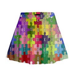 Puzzle Part Letters Abc Education Mini Flare Skirt by Celenk