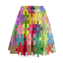 Puzzle Part Letters Abc Education High Waist Skirt by Celenk