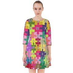 Puzzle Part Letters Abc Education Smock Dress