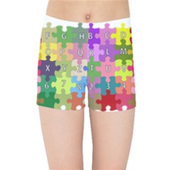 Puzzle Part Letters Abc Education Kids Sports Shorts by Celenk