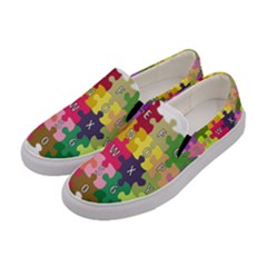 Puzzle Part Letters Abc Education Women s Canvas Slip Ons by Celenk