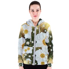 Summer Anemone Sylvestris Women s Zipper Hoodie by Celenk