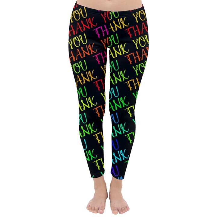 Thank You Font Colorful Word Color Classic Winter Leggings