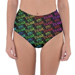 Thank You Font Colorful Word Color Reversible High-waist Bikini Bottoms