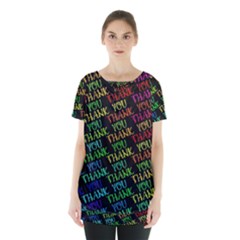 Thank You Font Colorful Word Color Skirt Hem Sports Top