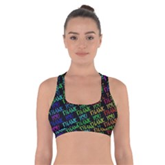 Thank You Font Colorful Word Color Cross Back Sports Bra