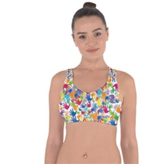 Volunteers Hands Voluntary Wrap Cross String Back Sports Bra by Celenk