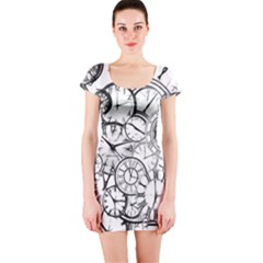 Time Clock Watches Time Of Short Sleeve Bodycon Dress