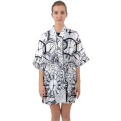 Time Clock Watches Time Of Quarter Sleeve Kimono Robe