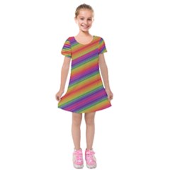 Spectrum Psychedelic Green Kids  Short Sleeve Velvet Dress by Celenk