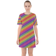 Spectrum Psychedelic Green Sixties Short Sleeve Mini Dress