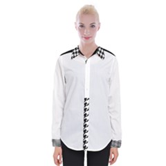 Black White Houndstooth Pattern Womens Long Sleeve Shirt