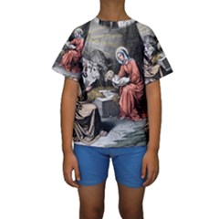 The Birth Of Christ Kids  Short Sleeve Swimwear by Valentinaart