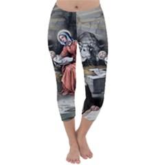 The Birth Of Christ Capri Winter Leggings  by Valentinaart