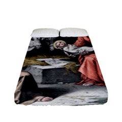 The Birth Of Christ Fitted Sheet (full/ Double Size) by Valentinaart