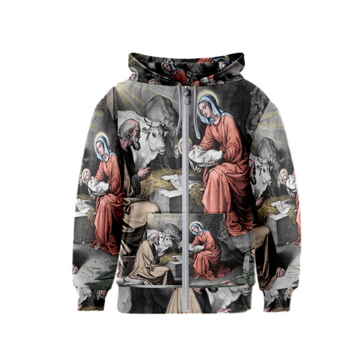 The birth of Christ Kids  Zipper Hoodie