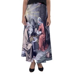 The Birth Of Christ Flared Maxi Skirt by Valentinaart