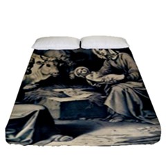 The Birth Of Christ Fitted Sheet (queen Size) by Valentinaart