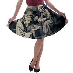 The Birth Of Christ A-line Skater Skirt by Valentinaart