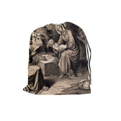 The Birth Of Christ Drawstring Pouches (large)  by Valentinaart