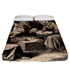 The Birth Of Christ Fitted Sheet (queen Size) by Valentinaart